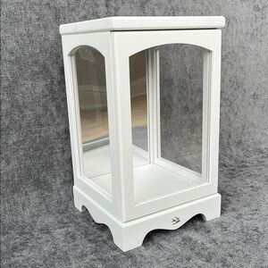 White Wooden Display Case with Mirrored Back